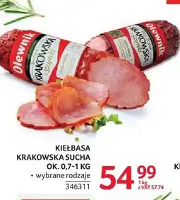 Selgros Kiełbasa krakowska sucha ze szynki Olewnik oferta