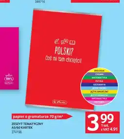 Selgros Zeszyt tematyczny A5 60 kartek Herlitz 70 g/m² oferta