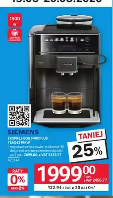 Selgros Ekspres do kawy Siemens EQ6 S400PLUS oferta