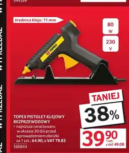 Selgros Pistolet klejowy bezprzewodowy Topex oferta