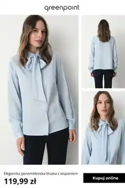 Greenpoint Bluzka damska elegancka jasnoniebieska z wiązaniem Greenpoint oferta