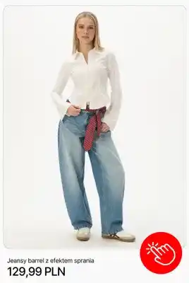 Cropp Jeansy barrel z efektem sprania Cropp oferta
