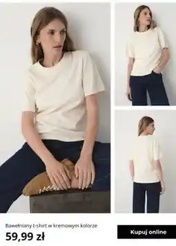 Greenpoint T-shirt bawełniany damski Greenpoint kremowy oferta