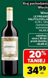Carrefour Market Wino LE PREARE VALPOLICELLA czerwone wytrawne oferta