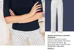 Tchibo Spodnie stretchowe z szerokimi nogawkami białe w niebieskie kropki oferta