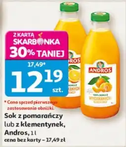 Auchan Sok z pomarańczy lub z klementynek, Andros oferta