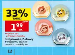 Auchan Temperówka, 2 otwory transparentny pojemnik na wiórki z zamknięciem oferta