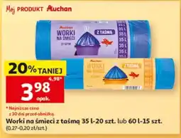 Auchan Worki na śmieci z taśmą oferta