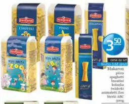 Specjał Makaron pióra spaghetti bucatini kolanderki świderki animaletti Zoo literki ABC oferta