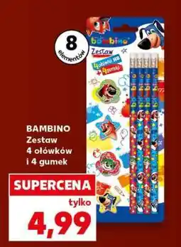 Kaufland BAMBINO Zestaw 4 ołówków i 4 gumek oferta