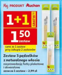 Auchan Zestaw 3 pędzelków z naturalnego włosia oferta