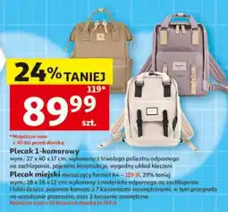 Auchan Plecak miejski mieszczący format A4 oferta