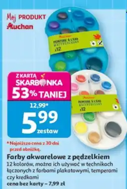 Auchan Farby akwarelowe z pędzelkiem oferta