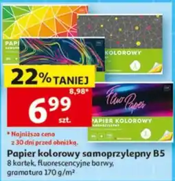 Auchan Papier kolorowy samoprzylepny B5 oferta