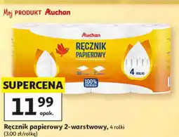 Auchan Ręcznik papierowy 2-warstwowy, 4 rolki Auchan oferta