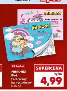 Kaufland Blok techniczny biały A4 Minionki oferta