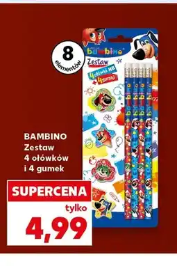 Kaufland Zestaw 4 ołówków i 4 gumek Bambino oferta