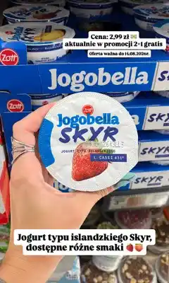 Biedronka Jogurt typu islandzkiego Jogobella Skyr truskawkowy oferta