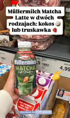 ALDI Napój mleczny Müllermilch Matcha Latte Strawberry Taste oferta