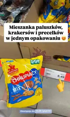 ALDI Mieszanka paluszków, krakersów i precelków Lajkonik Chrupiący Mix oferta
