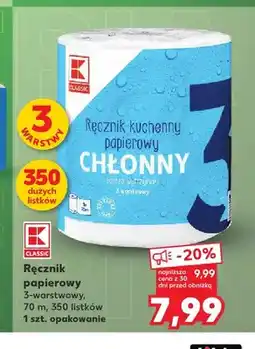 Kaufland Ręcznik kuchenny papierowy K-Classic Chłonny 3-warstwowy oferta