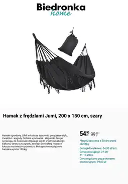 Biedronka Hamak z frędzlami Jumi, 200 x 150 cm, szary oferta