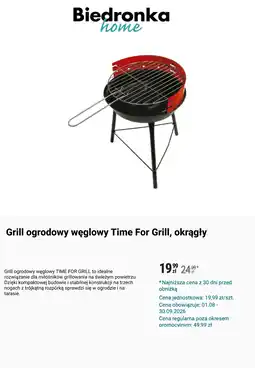 Biedronka Grill ogrodowy węglowy Time For Grill, okrągły oferta