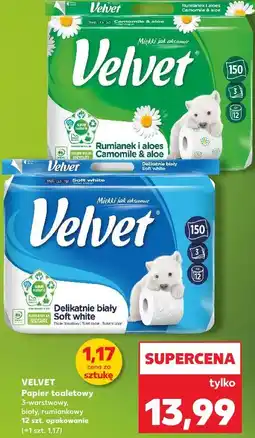 Kaufland Velvet Papier toaletowy 3-warstwowy, biały, rumiankowy oferta