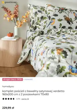 Home&You home&you komplet pościeli z bawełny satynowej verdetto 160x200 cm z 2 poszewkami 70x80 oferta