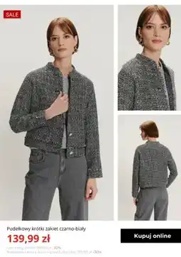 Greenpoint Żakiet pudełkowy krótki Greenpoint czarno-biały oferta