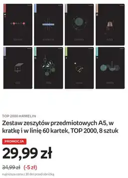 Empik Zestaw zeszytów przedmiotowych A5 w kratkę i w linię 60 kartek TOP 2000 Hamelin 8-pak oferta