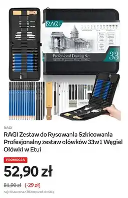 Empik Zestaw do rysowania i szkicowania RAGI profesjonalny zestaw ołówków 33w1 węgiel ołówki w etui oferta