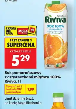 Biedronka Sok pomarańczowy z cząsteczkami miąższu Riviva 100% oferta