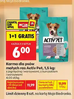 Biedronka Karma dla psów małych ras Activ Pet z kurczakiem i warzywami oferta