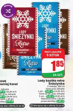 Dino Lody kostka retro Śnieżynka truskawkowe w waflach oferta