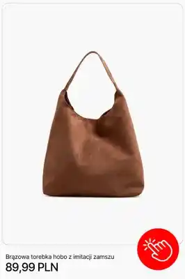 Torebka hobo Cropp brązowa z imitacji zamszu