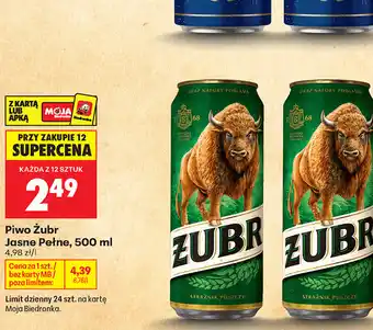 Biedronka Piwo Żubr Jasne Pełne oferta
