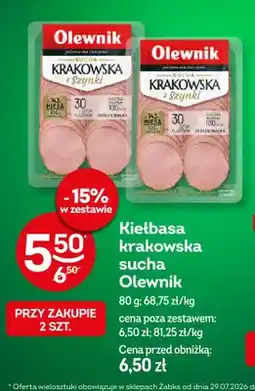 Żabka Kiełbasa krakowska sucha Olewnik oferta