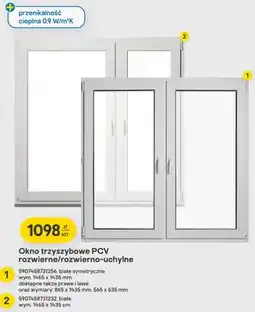 Castorama Okno trzyszybowe PCV rozwierne rozwierno-uchylne symetryczne oferta