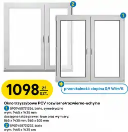 Castorama Okno trzyszybowe PCV rozwierne/rozwierno-uchylne oferta
