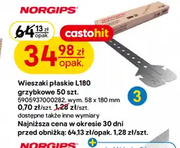 Castorama Wieszaki płaskie L180 grzybkowe Norgips 50 szt oferta
