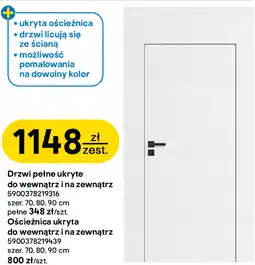 Castorama Drzwi pełne ukryte i Ościeżnica ukryta do wewnątrz i na zewnątrz oferta