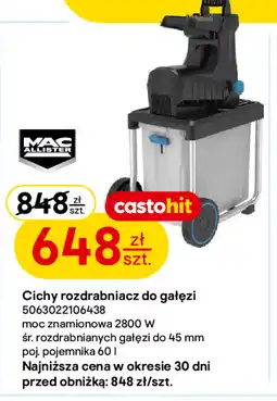 Castorama Cichy rozdrabniacz do gałęzi Mac Allister oferta