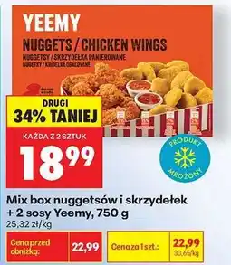 Biedronka Mix box nuggetsów i skrzydełek + 2 sosy Yeemy, 750 g oferta