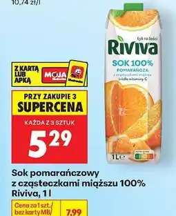 Biedronka Sok pomarańczowy z cząsteczkami miąższu 100% Riviva, 1l oferta