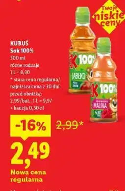 Lidl KUBUŚ Sok 100% oferta