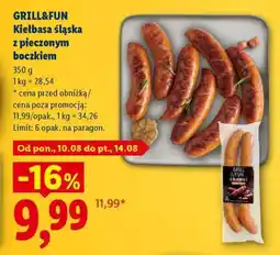 Lidl GRILL&FUN Kiełbasa śląska z pieczonym boczkiem oferta