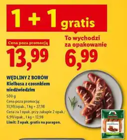 Lidl WĘDLINY Z BORÓW Kiełbasa z czosnkiem niedźwiedzim oferta