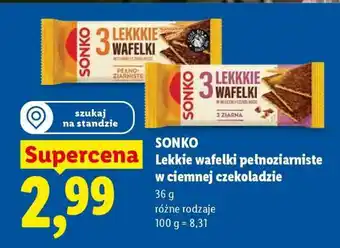 Lidl SONKO Lekkie wafelki pełnoziarniste w ciemnej czekoladzie oferta
