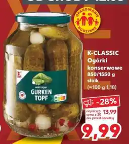 Kaufland K-CLASSIC Ogórki konserwowe 850/1550 g słoik oferta